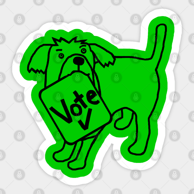 Backprint Cute Dog says Vote Outline Sticker by ellenhenryart